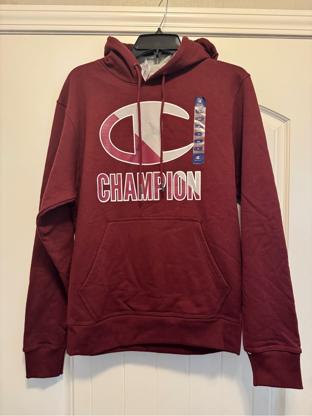 Champion Maroon Crewneck Hoodie with Large Logo